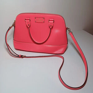 KATE SPADE Wellesly Rachelle Leather Satchel Bag Hot Pink Rose Crossbody Purse s